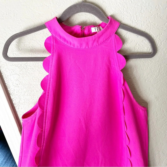 TCEC Dress Women's Large Hot Pink Scalloped Trim Mini Preppy Barbiecore - Picture 3 of 9